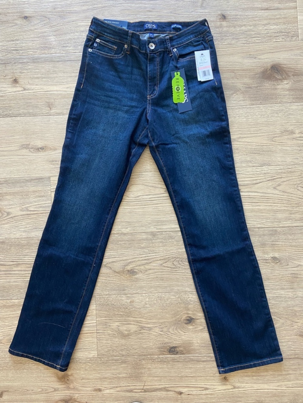 NWT Chaps Women Dark Indigo Straight Leg Jeans Sandee Super Soft Stretch 10L/30